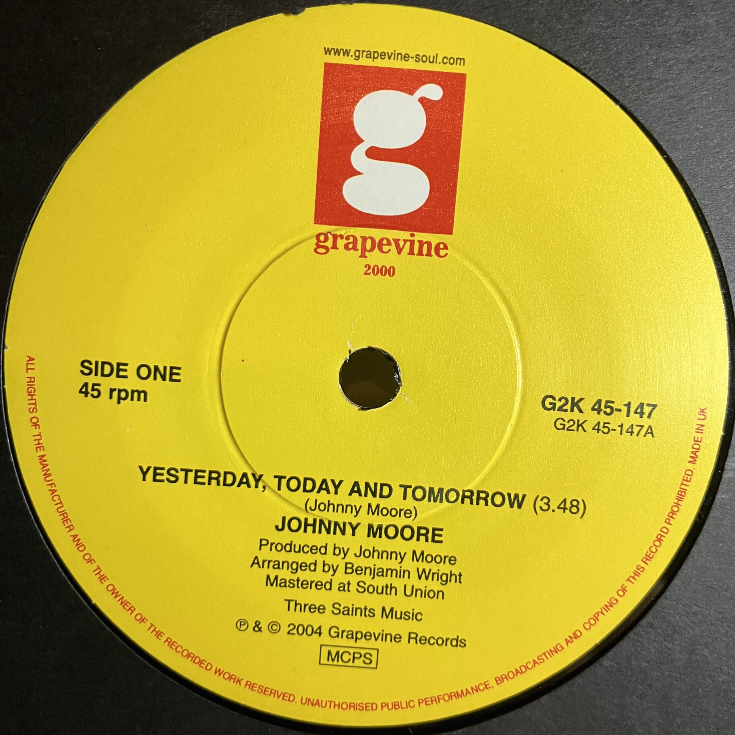 Johnny Moore "Yesterday, Today And Tomorrow" / "Come Fly With Me"